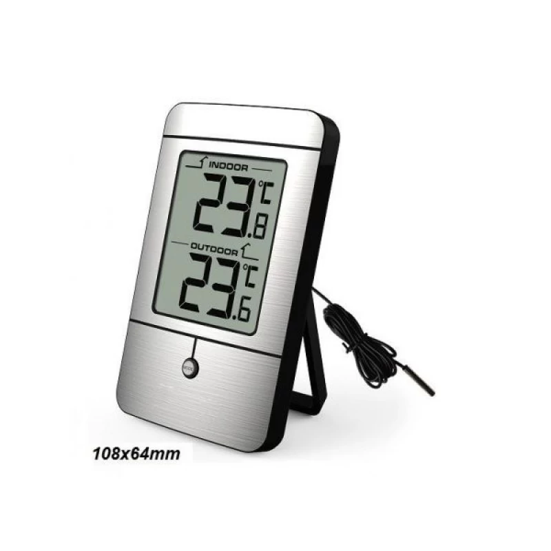 Digitális hőmérő külső-belső / fehér-213 / metál-219