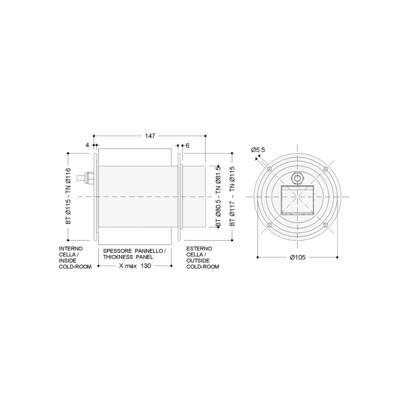 Nyomáskiegyenlítő szelep kamrához (légbeszívó) ~60 m3 ELEBAR BT