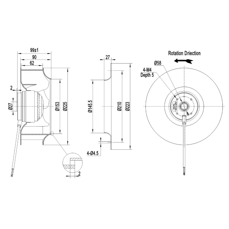 Ventilátor Radiális Wind LXFB2E220-44-P92-25