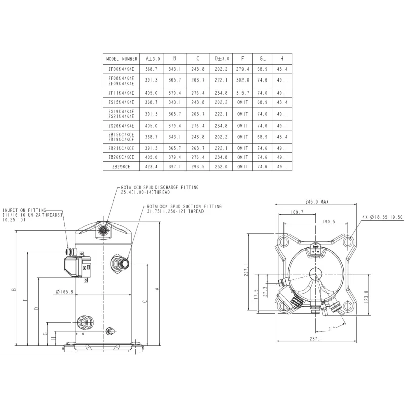 Kompresszor Copeland ZB26 KCE TFD-551 menetes