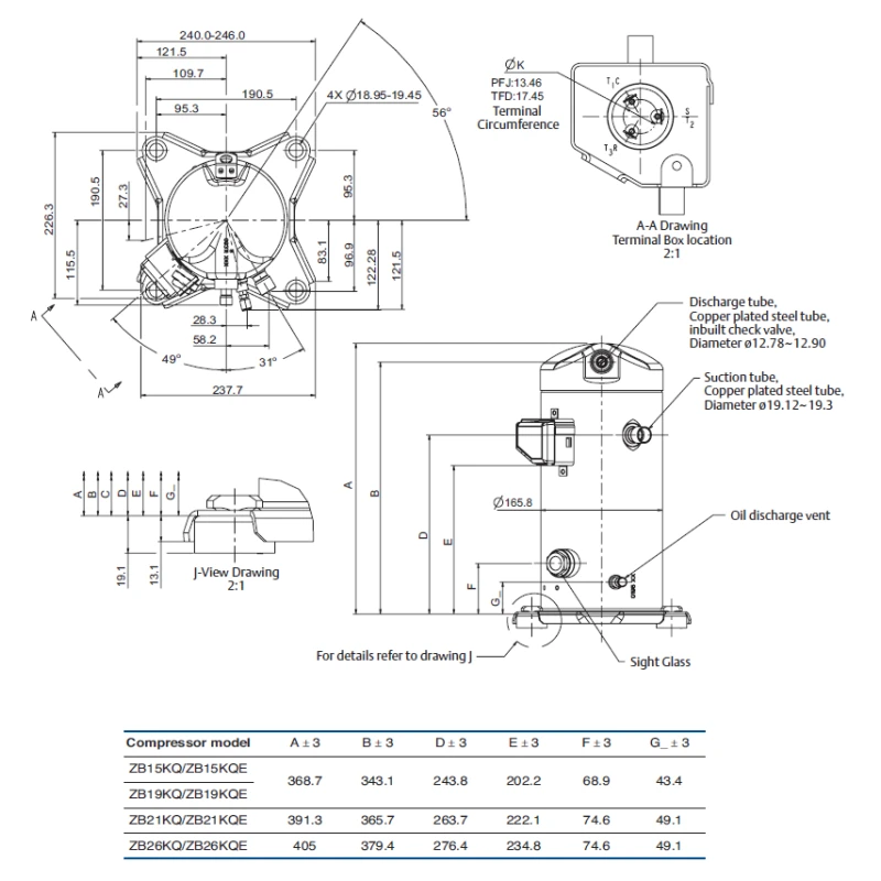 Kompresszor Copeland ZB19 KQE PFJ-558 1~