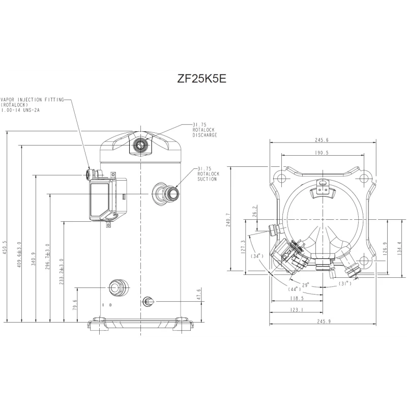 Kompresszor Copeland ZF25 K5E TFD-567 menetes