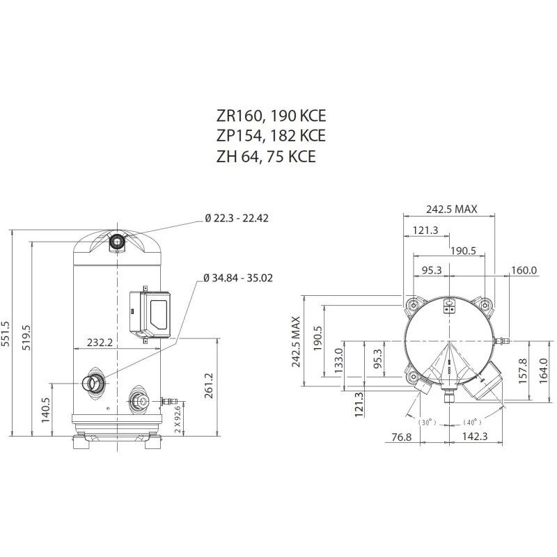 Kompresszor Copeland ZP182 KCE TFD-455 R410A forrasztós