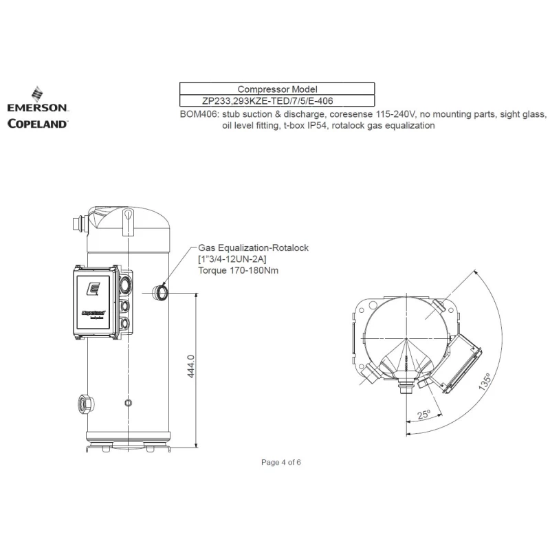 Kompresszor Copeland ZP293 KZE TED-456 R410A forrasztós