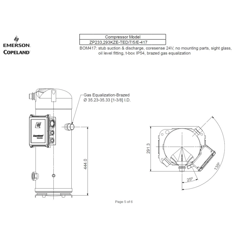 Kompresszor Copeland ZP293 KZE TED-456 R410A forrasztós