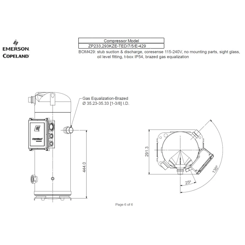 Kompresszor Copeland ZP293 KZE TED-456 R410A forrasztós