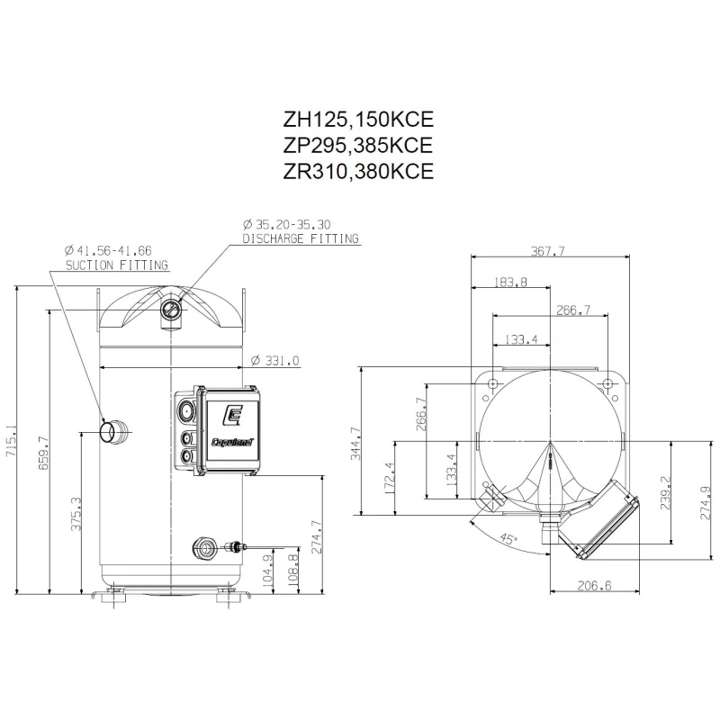 Kompresszor Copeland ZP385 KCE TWD-522 R410A forrasztós