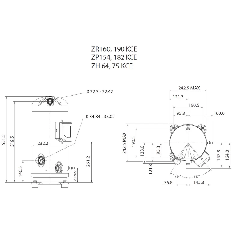 Kompresszor Copeland ZR160 KCE TFD-455 forrasztós