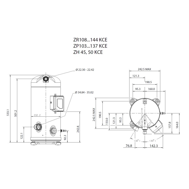 Kompresszor Copeland ZR125 KCE TFD-455 forrasztós
