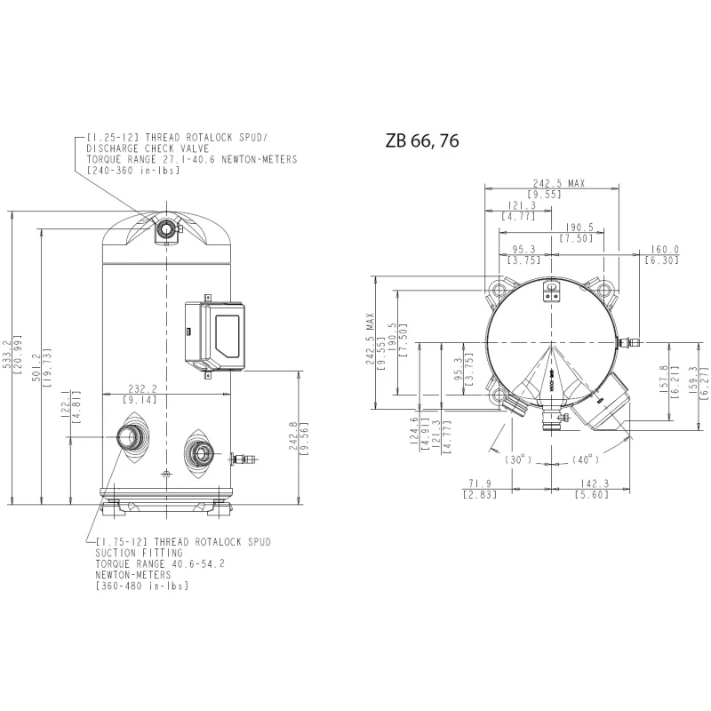 Kompresszor Copeland ZB76 KQE TFD-551 menetes