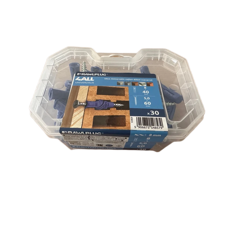 Univerzális nylon tipli 6,0x30mm + Süllyf. csavar 4,5x40mm (60db/cs)