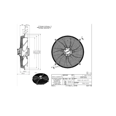 Ventilátor Ziehl-Abegg 630mm szívó FN063-VDI.6N.V7P7 / 400 Volt