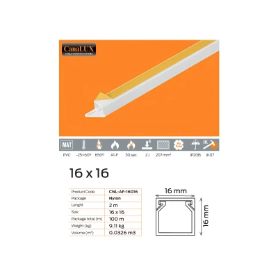 Canalux dekorcsatorna öntapadós 16x16mm - 2m/szál