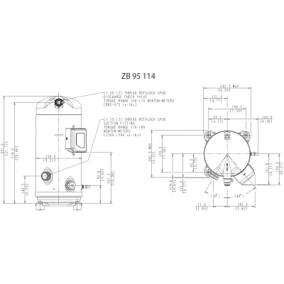 Kompresszor Copeland ZB95 K5E TFD-567 menetes