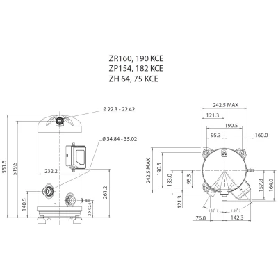 Kompresszor Copeland ZR160 KCE TFD-455 forrasztós