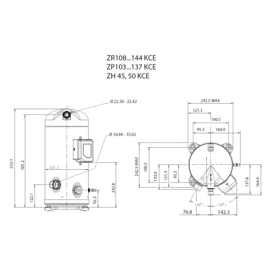 Kompresszor Copeland ZR125 KCE TFD-455 forrasztós
