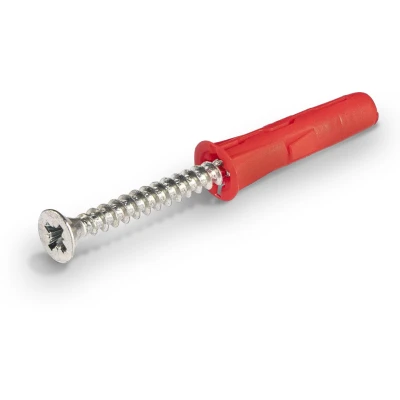 Univerzális műanyag tipli PIROS 6,0x28mm + Süllyf. csavar 4,0x35mm (80db/cs)