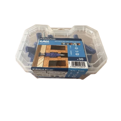 Univerzális nylon tipli 8,0x40mm + Süllyf. csavar 5,0x60mm (30db/cs)