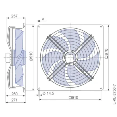 Ventilátor Ziehl-Abegg 800mm szívó FN080-SDQ-6N.V7 / 400Volt